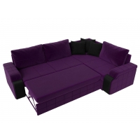 Угловой диван Николь (микровельвет фиолетовый чёрный) - Изображение 1